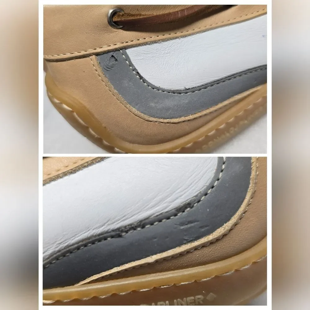 Donald Pliner Eaton White Tan Leather Casual Boat Shoes Size 12